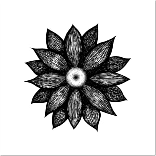 Hand drawn Sunflower Posters and Art